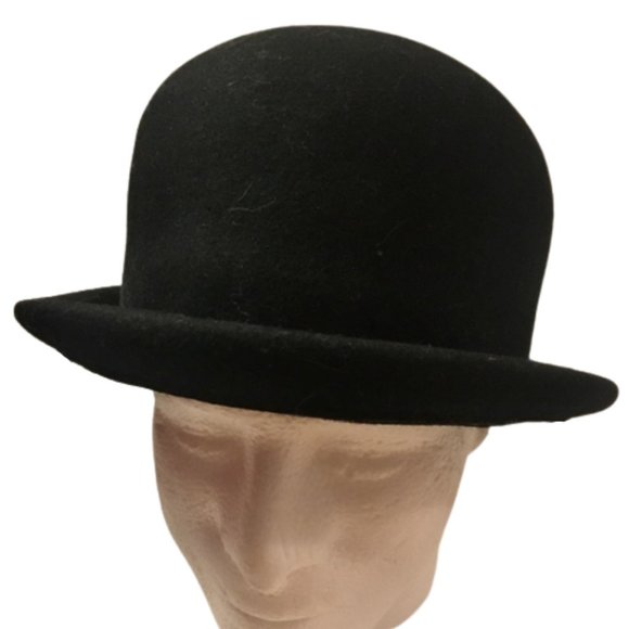 Derby Bowler Hat DA ME Vintage 80s 90s Black Wool Made in Italy Unisex main image 4